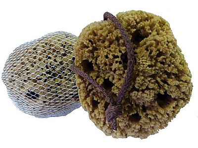 Přírodní mycí houba hnědá 11-12 cm s provázkem